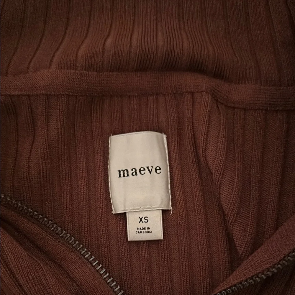 Anthropologie Maeve Fitted Half-Zip Sweater